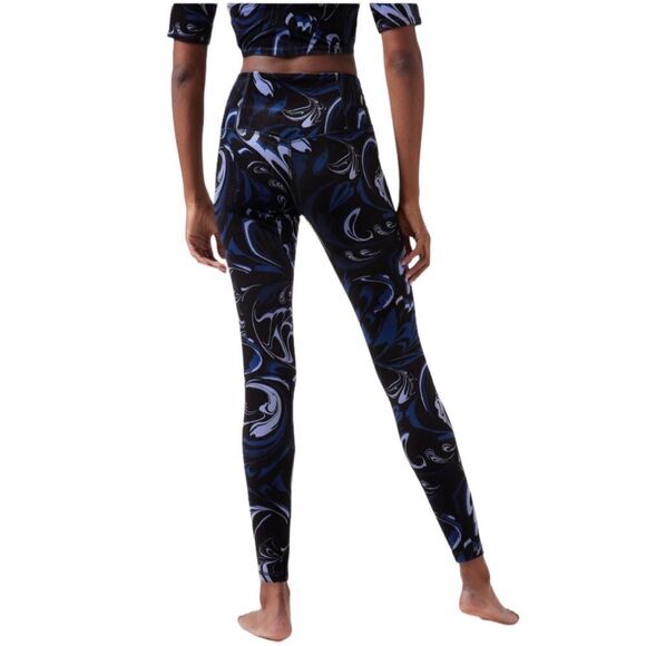 NWT Athleta Elation Velvet Tight S High Rise Black Plum Lavender Paisley - Picture 4 of 14